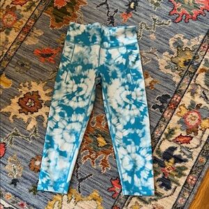 Athleta Girls Blue and White Tie-Dye Joggers